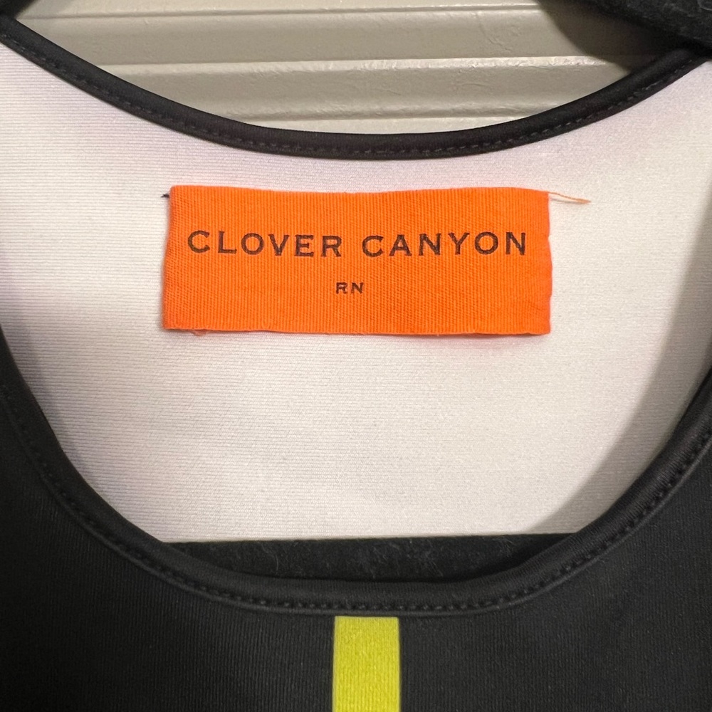 Clover Canyon Yellow Stripe Neoprene Bodycon Sheath Dress Sz Small - Picture 2 of 7